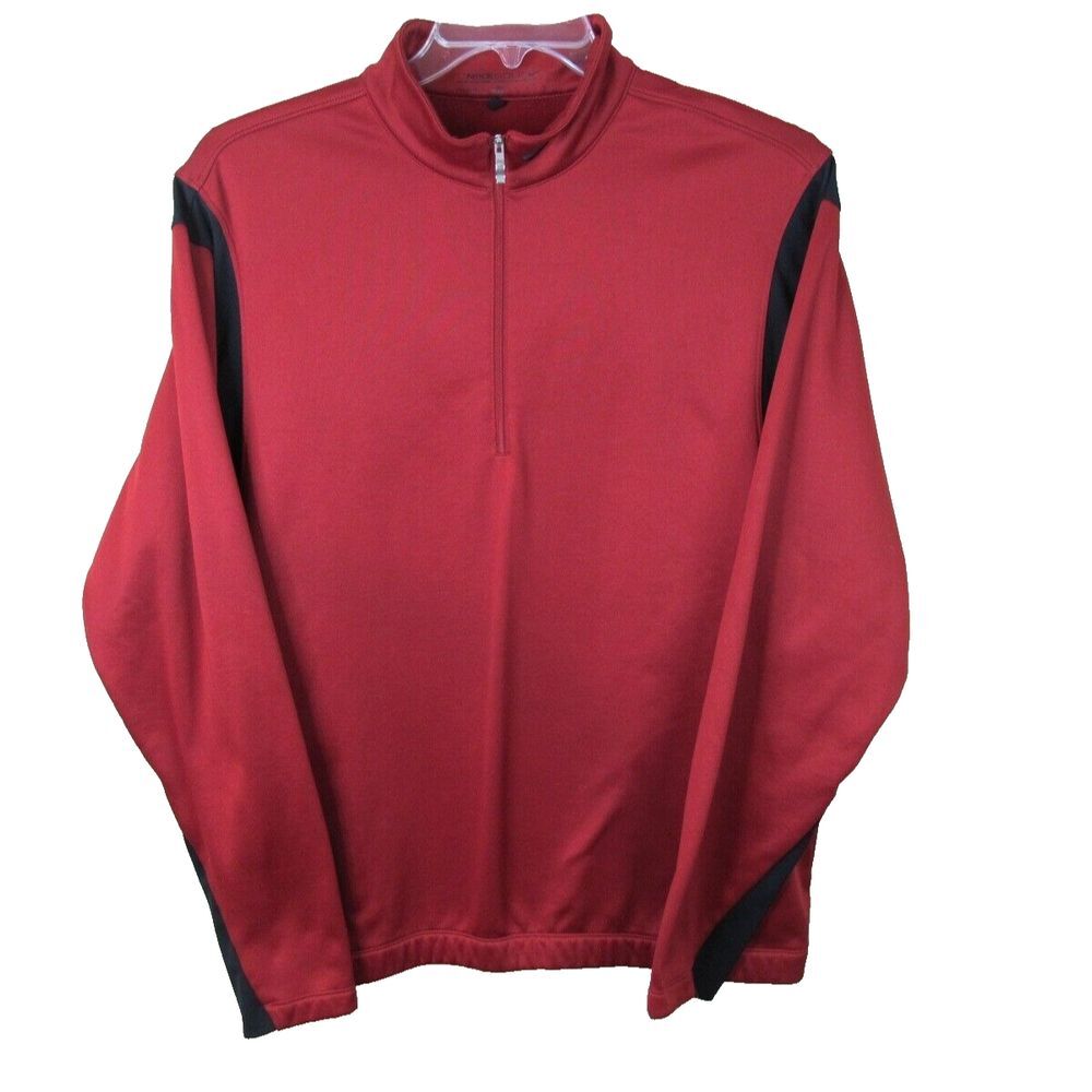 Nike‎ Therma Fit Golf 1/4 Zip Pullover Men's Long Sleeve Red Black Stretch